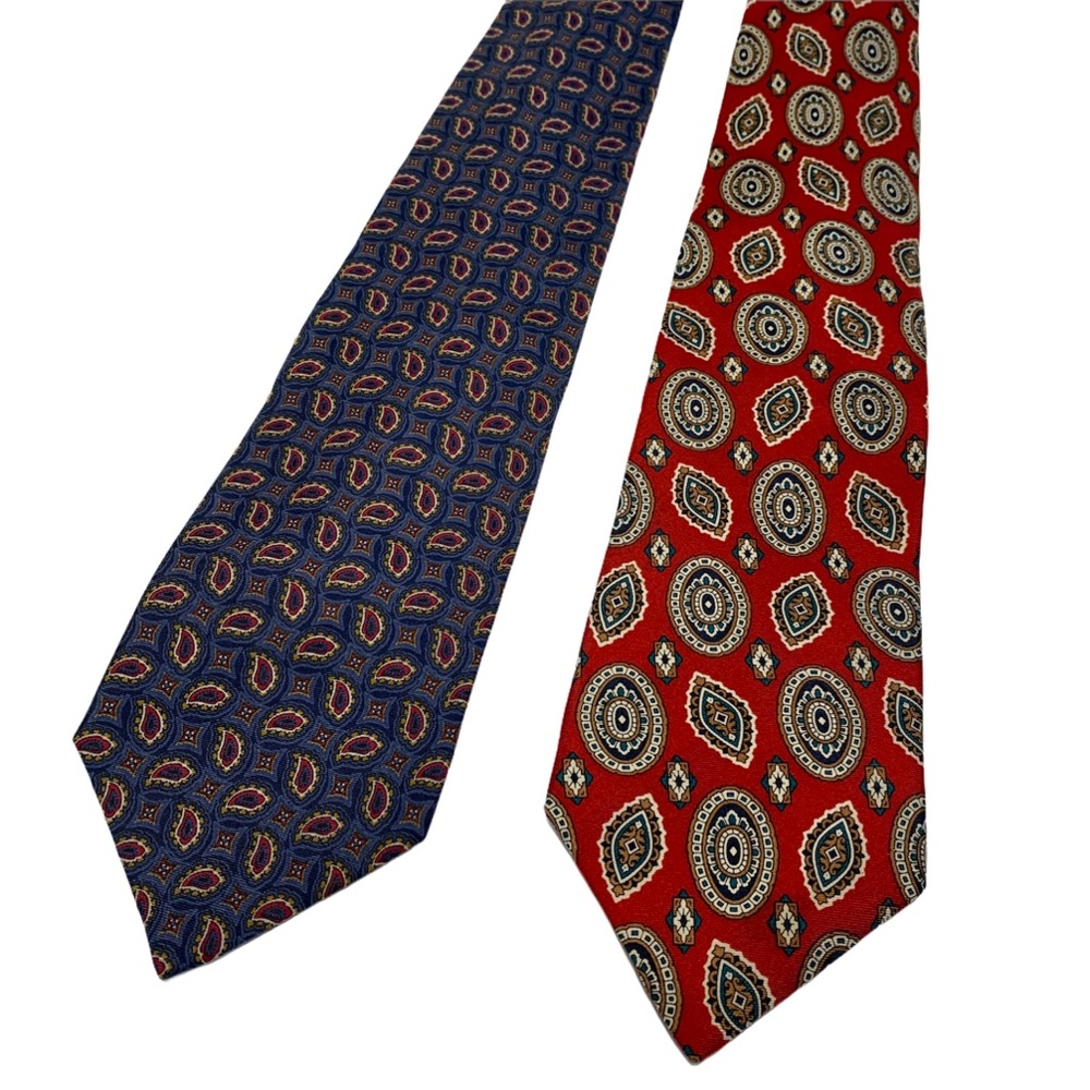 Set of 4 - Christian Dior Neck Ties - Red & Blue - Picture 3 of 7